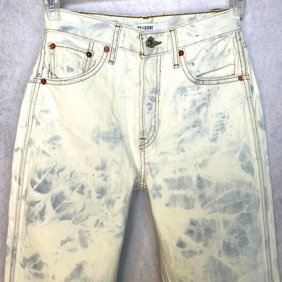 RE/DONE High Rise 90s Acid Wash Straight Leg Jeans Bleached Womens Size Size 24 - Picture 1 of 13